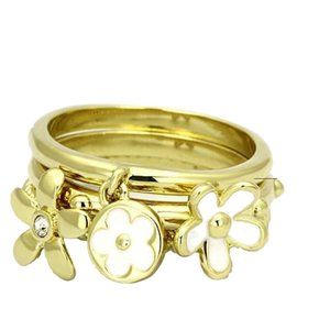 Gold Stackable Daisy Flower Blossom Ring Set